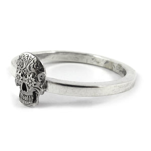 William Griffiths Sterling Silver Small Sugar Skull Stack Ring
