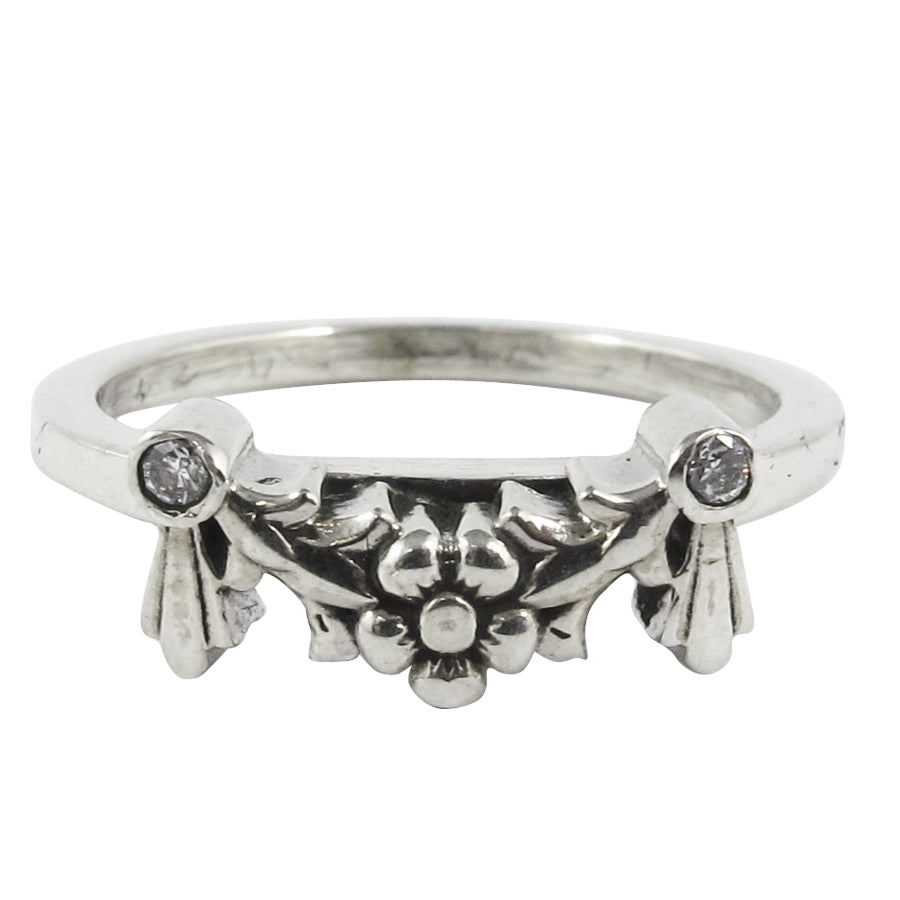 William Griffiths Sterling Silver Floral Garland and Stone Stack Ring