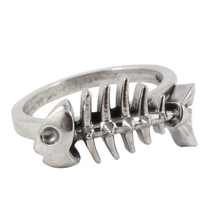 William Griffiths Sterling Silver Large Fish Bones Stack Ring