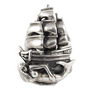 William Griffiths Sterling Silver Mermaid Ship Ring