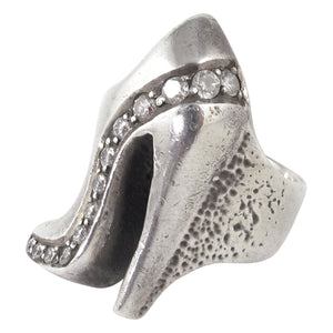 William Griffiths Sterling Silver and Crystal Heel Shoe Ring