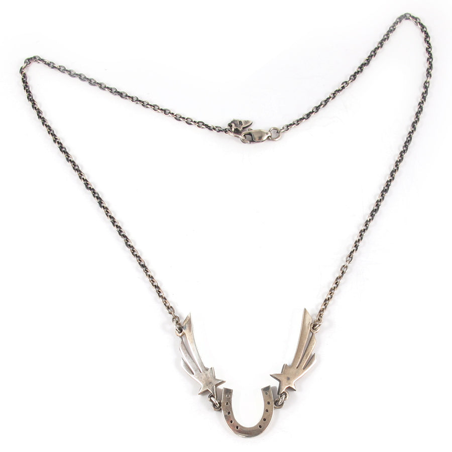 William Griffiths Sterling Silver Horse Shoe and Shooting Star Necklace