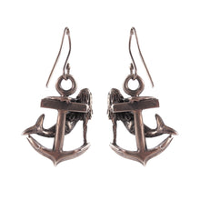 Load image into Gallery viewer, William Griffiths Sterling Silver Mermaid and Anchor Earrings