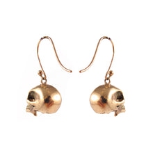 Load image into Gallery viewer, William Griffiths 9ct Small 1cm Yellow Gold Skull Earrings