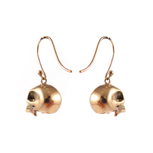 William Griffiths 9ct Small 1cm Yellow Gold Skull Earrings