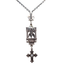 Load image into Gallery viewer, Signed William Griffiths Hand Made Sterling Silver Cathedral with Hanging Cross Pendant &amp; Chain