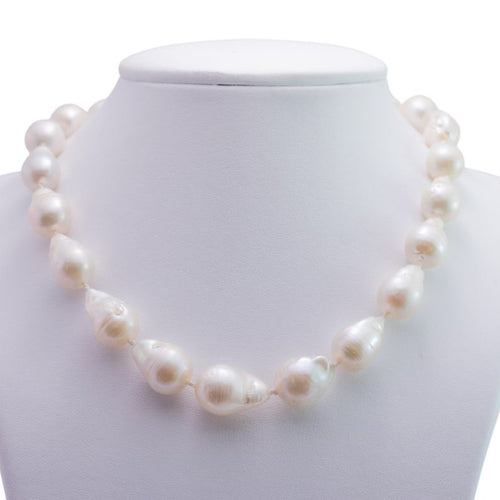 Genuine Fresh Water Baroque Cone Shaped Cream Pearls with Silver Barrel Clasp