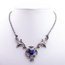 Load image into Gallery viewer, William Griffiths Sterling Silver Florentine Necklace with Cubic Zirconia Antique Heart