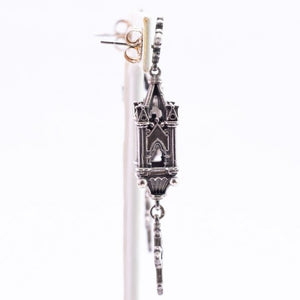 Signed William Griffiths Hand Made Sterling Silver Cathedral Cross Earrings