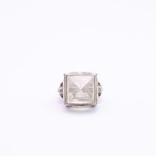 Load image into Gallery viewer, William Griffiths Sterling Silver White Topaz Pop Top Locking Box Ring with Angels