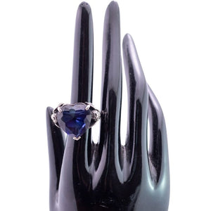 William Griffiths Sterling Silver & Cubic Zirconia Large Heart Ring
