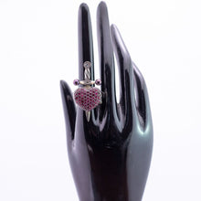 Load image into Gallery viewer, William Griffiths Sterling Silver Dagger Ruby Encrusted Ring with Diamond &amp; Pearl