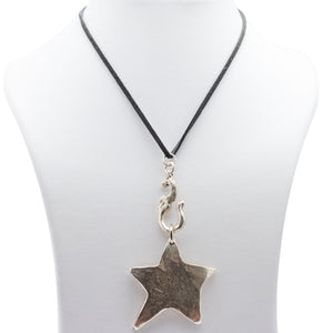 HQM Solid Sterling Silver Hand Crafted Irregular Star Pendant Necklace