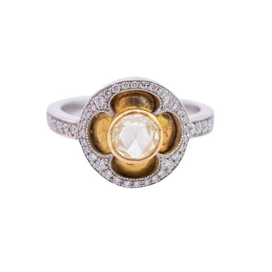 William Griffiths Sterling Silver & Solid Gold Rose Cut Diamond Ring