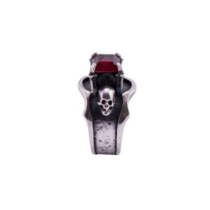 William Griffiths Sterling Silver Red Cubic Zirconia with Skull Details