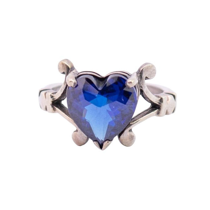 William Griffiths Sterling Silver Split Shank Royal Blue Heart Ring