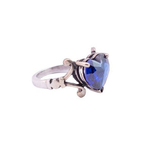 William Griffiths Sterling Silver Split Shank Royal Blue Heart Ring