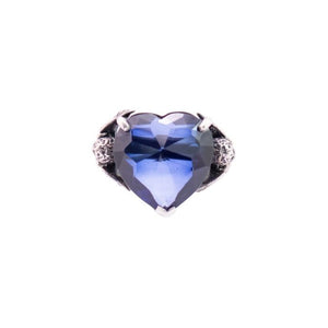 William Griffiths Sterling Silver & Cubic Zirconia Large Heart Ring