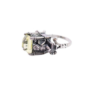 William Griffiths Sterling Silver & Lemon Quartz Cathedral Ring