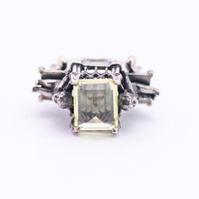 Load image into Gallery viewer, William Griffiths Sterling Silver &amp; Lemon Quartz Cathedral Ring