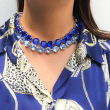 Load image into Gallery viewer, Harlequin Market Large Austrian Crystal Accent Necklace - Sapphire