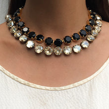 Load image into Gallery viewer, Harlequin Market Large Austrian Crystal Accent Necklace - Jet