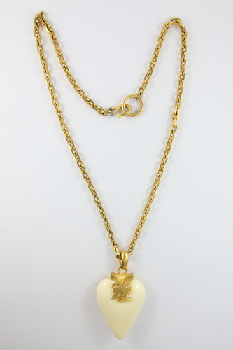 Vintage Karl Lagerfeld Statement Gold Plated Heart Pendant Necklace