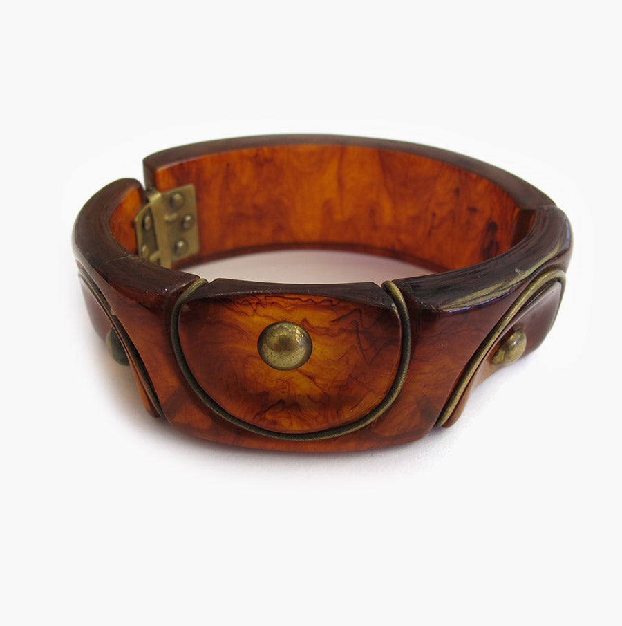 Vintage Bakelite Clamper with Brass Inlay Detail