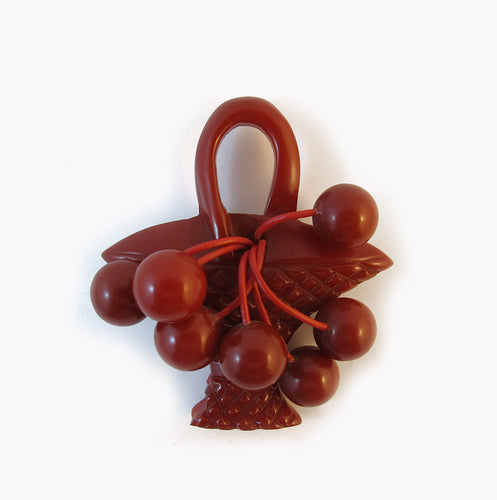 Vintage Carved Red Bakelite Birds on a Branch Brooch