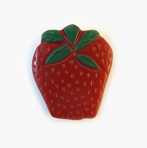 Signed 'Shultz' Strawberry Bakelite Brooch