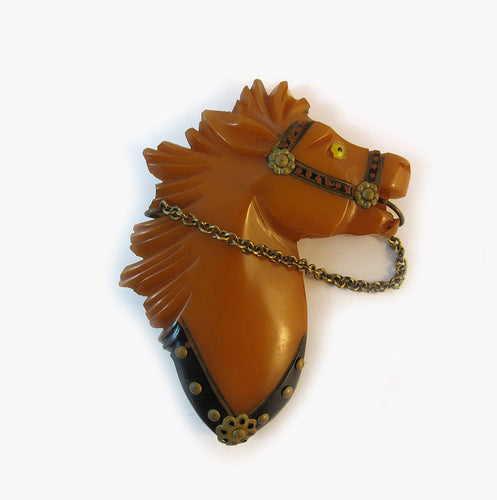 Vintage Bakelite Horse Head Brooch