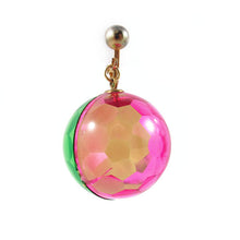Load image into Gallery viewer, Vintage Lucite Retro Green and Pink Transparent Ball Clip On Earrings c. 1960&#39;s