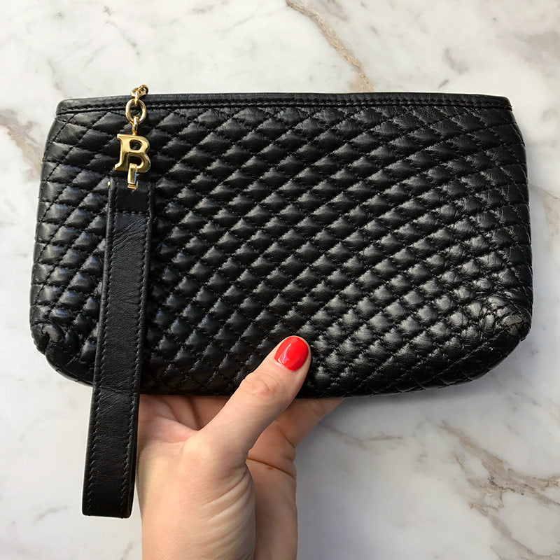 Bally Vintage Small Black Quilted Leather Purse Clutch c. 1990 - Harlequin Market