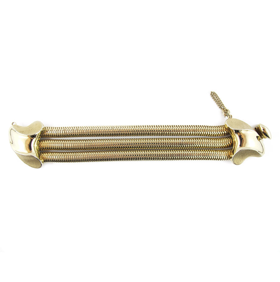 Vintage Gold Plated Strand Snake Link Bangle