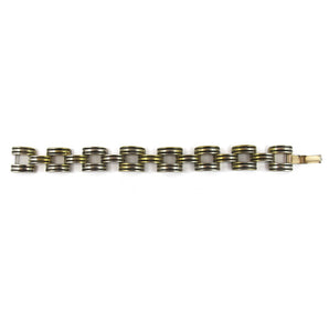 Vintage 1930's Deco Bracelet - Gold Washed on Metal Base with Grooved Links