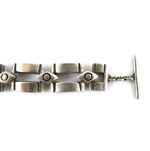 Vintage Sterling Silver Square Link Bar Bracelet
