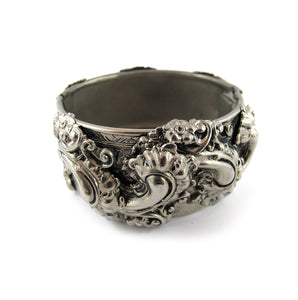 Vintage Repousee Silver Work Clamper Bangle