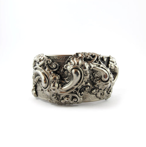 Vintage Repousee Silver Work Clamper Bangle