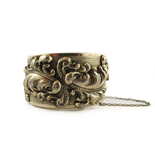 Vintage Repousee Gold Work Clamper Bangle
