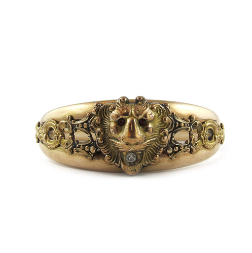 Vintage Gold Filled Lion Bangle