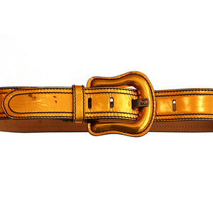 FENDI Belt - Metallic Patent Orange Leather c. 2000