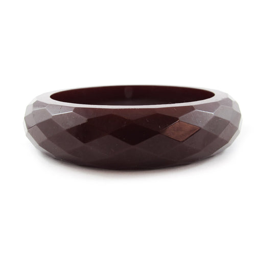 Vintage Faceted Bakelite Bangle - Burgundy Red Opaque