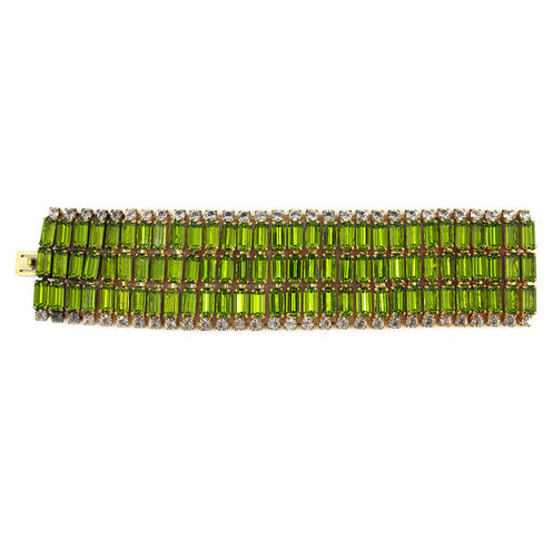Harlequin Market Baguette Crystal Cuff - Olivine