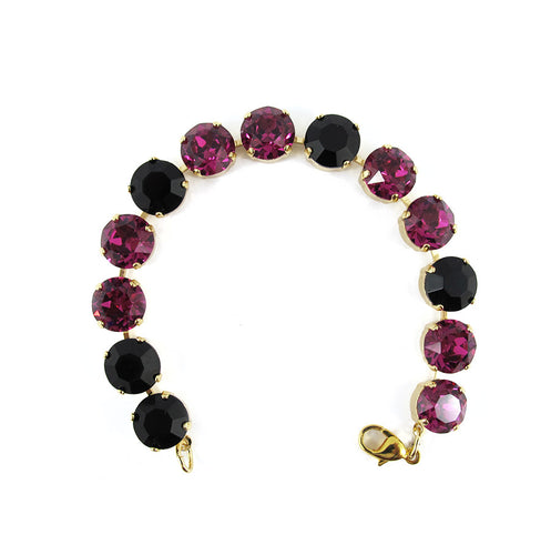 Harlequin Market Crystal Bracelet - Black & Fuchsia