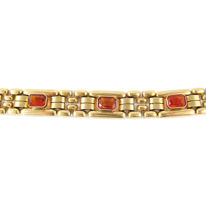 Vintage Topaz Stone Chain Bracelet c. 1960