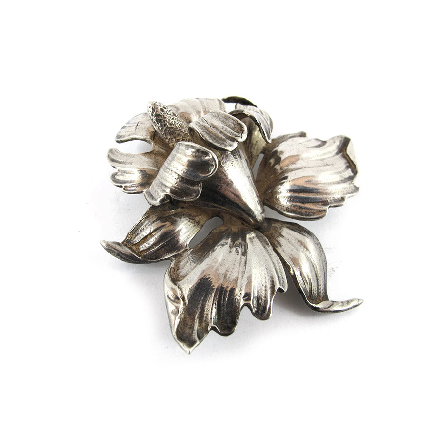Vintage 1930's Sterling Silver Lilly Flower Brooch