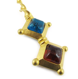 Vintage Signed 'Karl Largerfeld' Gold Plated Glass Stone Brooch