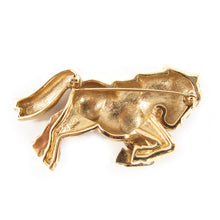 Load image into Gallery viewer, Vintage Gold Plated &amp; Black Enamelled Horse Brooch c. 1960
