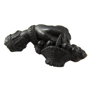 Antique Victorian Mourning Jewellery Hand Carved Bog Oak Brooch c. 1890 - Harlequin Market