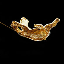 Load image into Gallery viewer, Vintage Gold Plated &amp; Black Enamelled Horse Brooch c. 1960